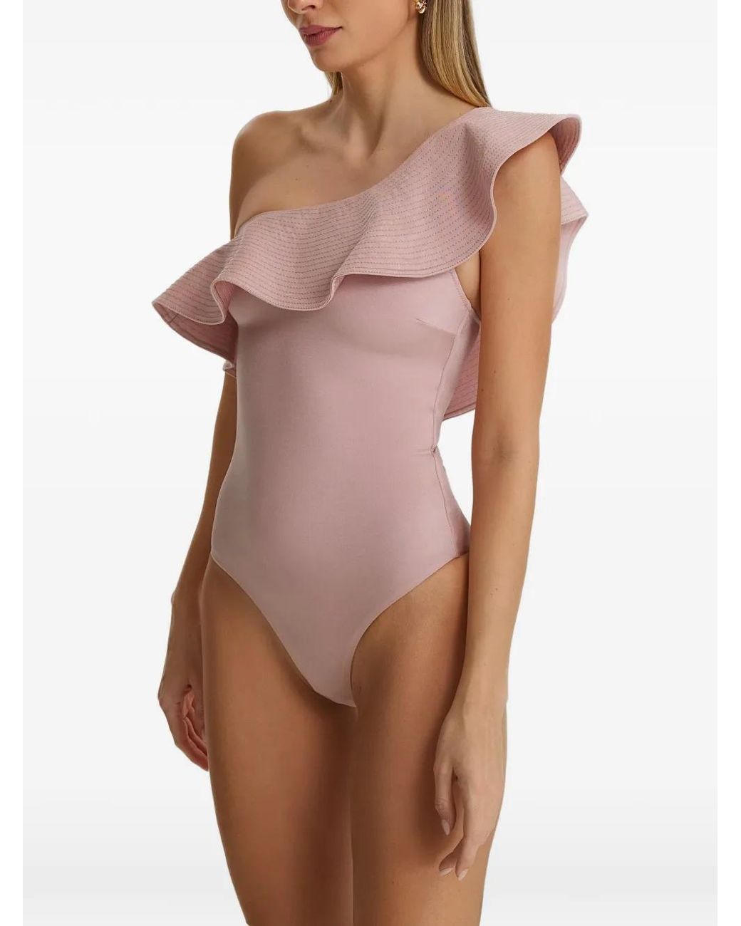 SOFIA ERHAN Pink Grace Ruffled One-Shoulder Swimsuit