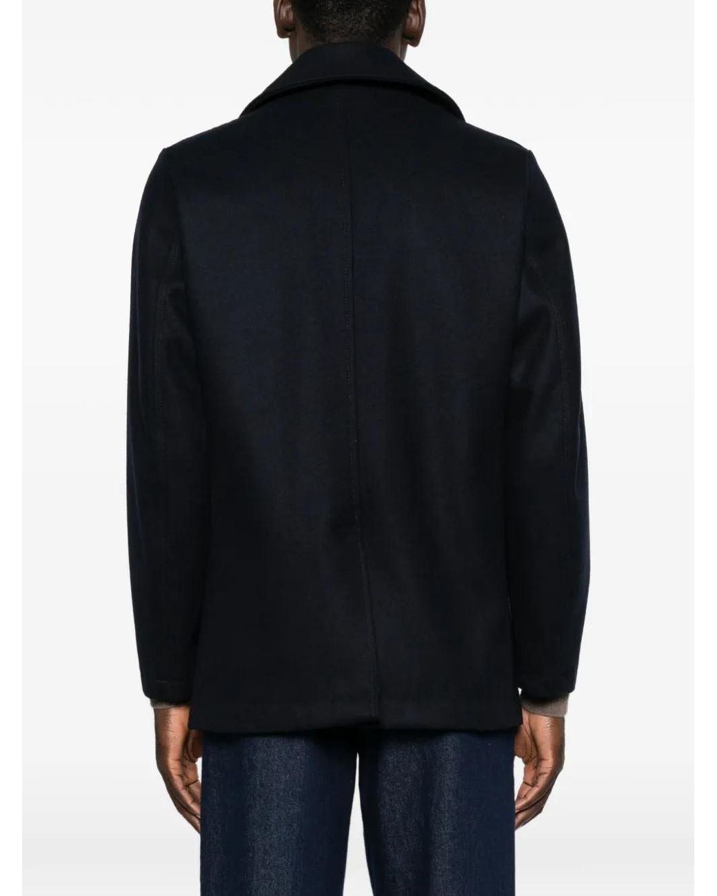 chesapeake's Black Double-Breasted Coat for men