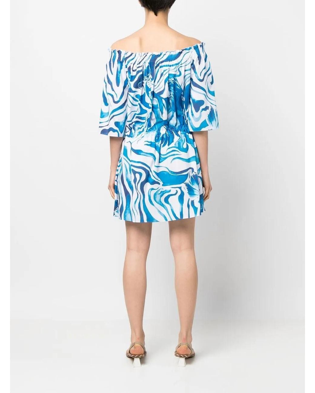 Alberta Ferretti Blue Swirl Print Shift Dress