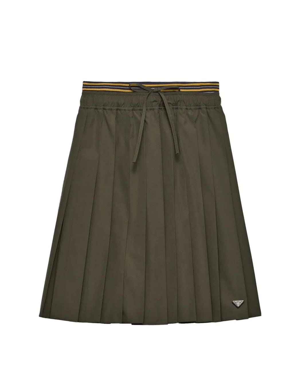Prada Green Pleated Poplin Midi-Skirt