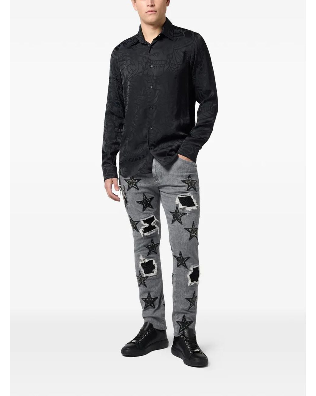 Philipp Plein Black Patterned Shirt for men