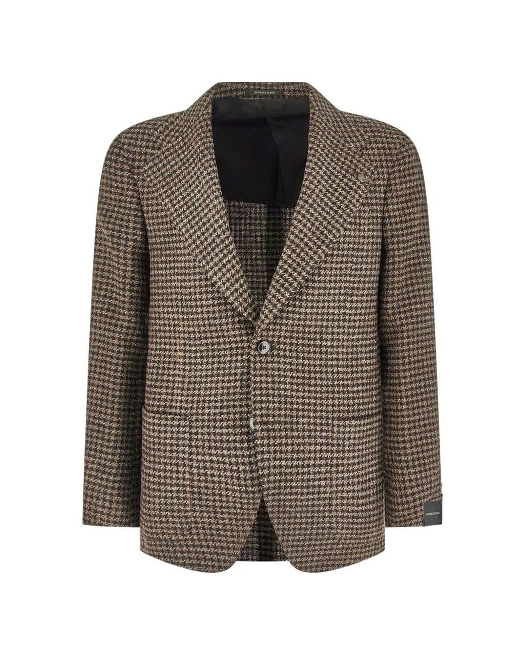 Gabriele Pasini Brown Houndstooth-Pattern Single-Breasted Blazer for men