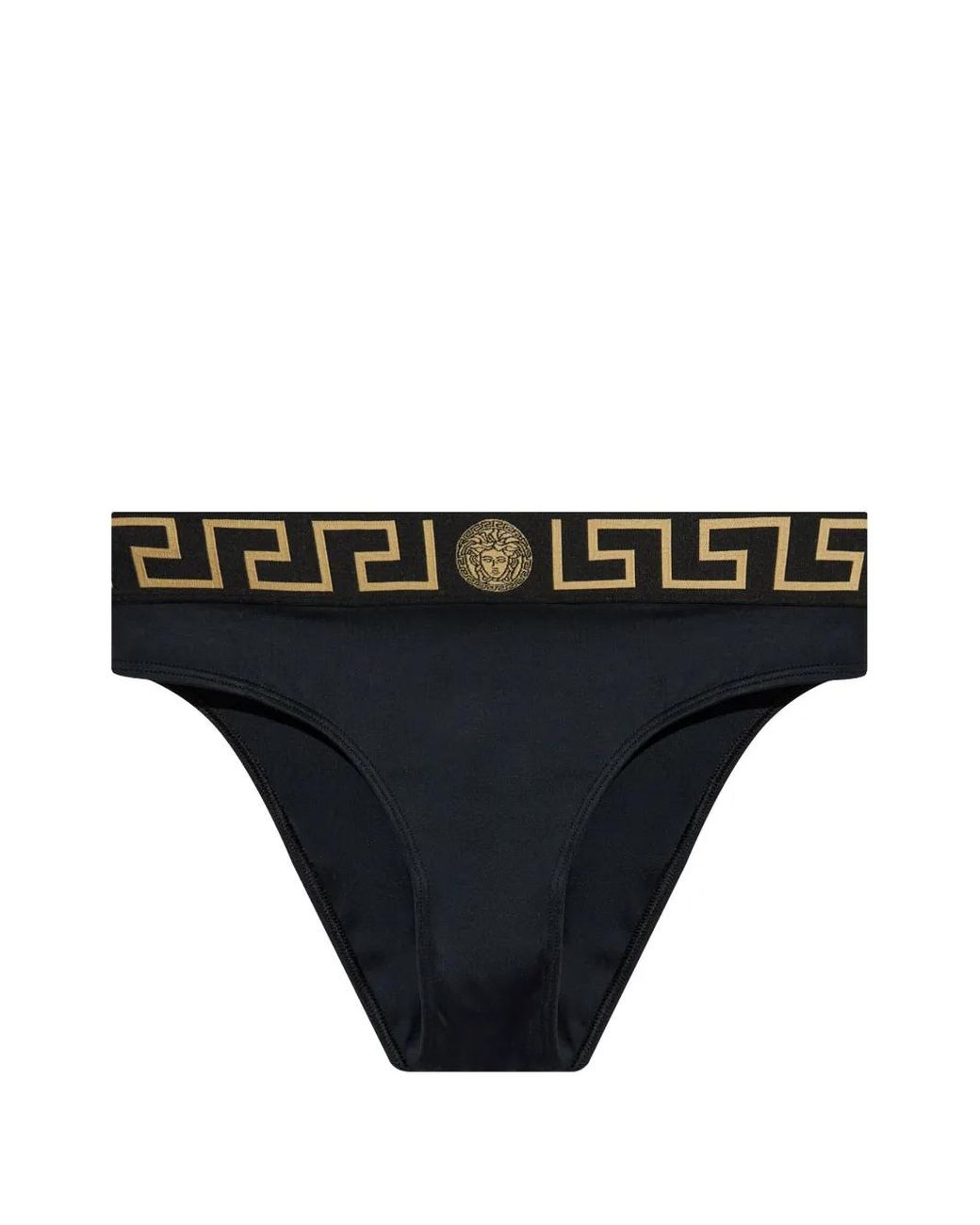 Versace Black Greca Motif Bikini Bottoms