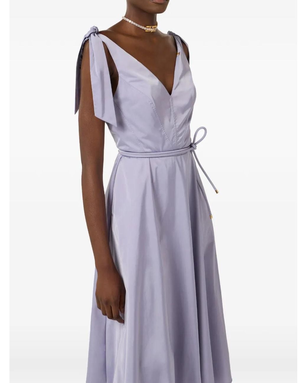 Elisabetta Franchi Vネック ドレス Purple