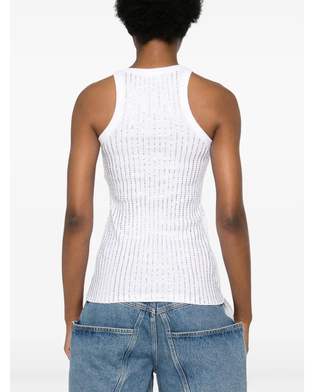 The Attico White Ribbed Jersey Tank