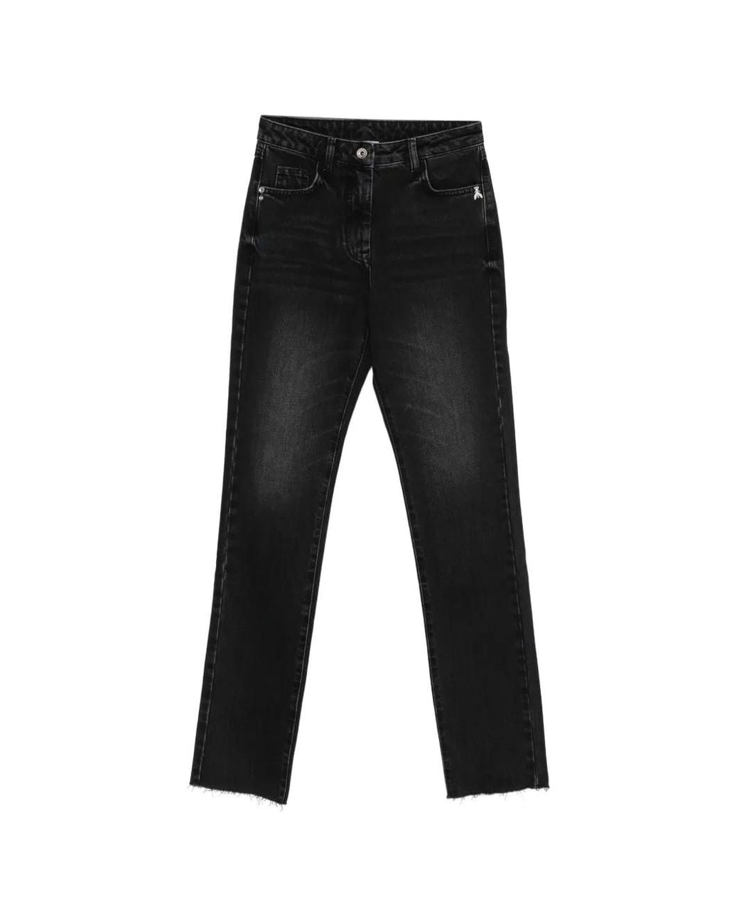 Patrizia Pepe Black Jean Court À Franges