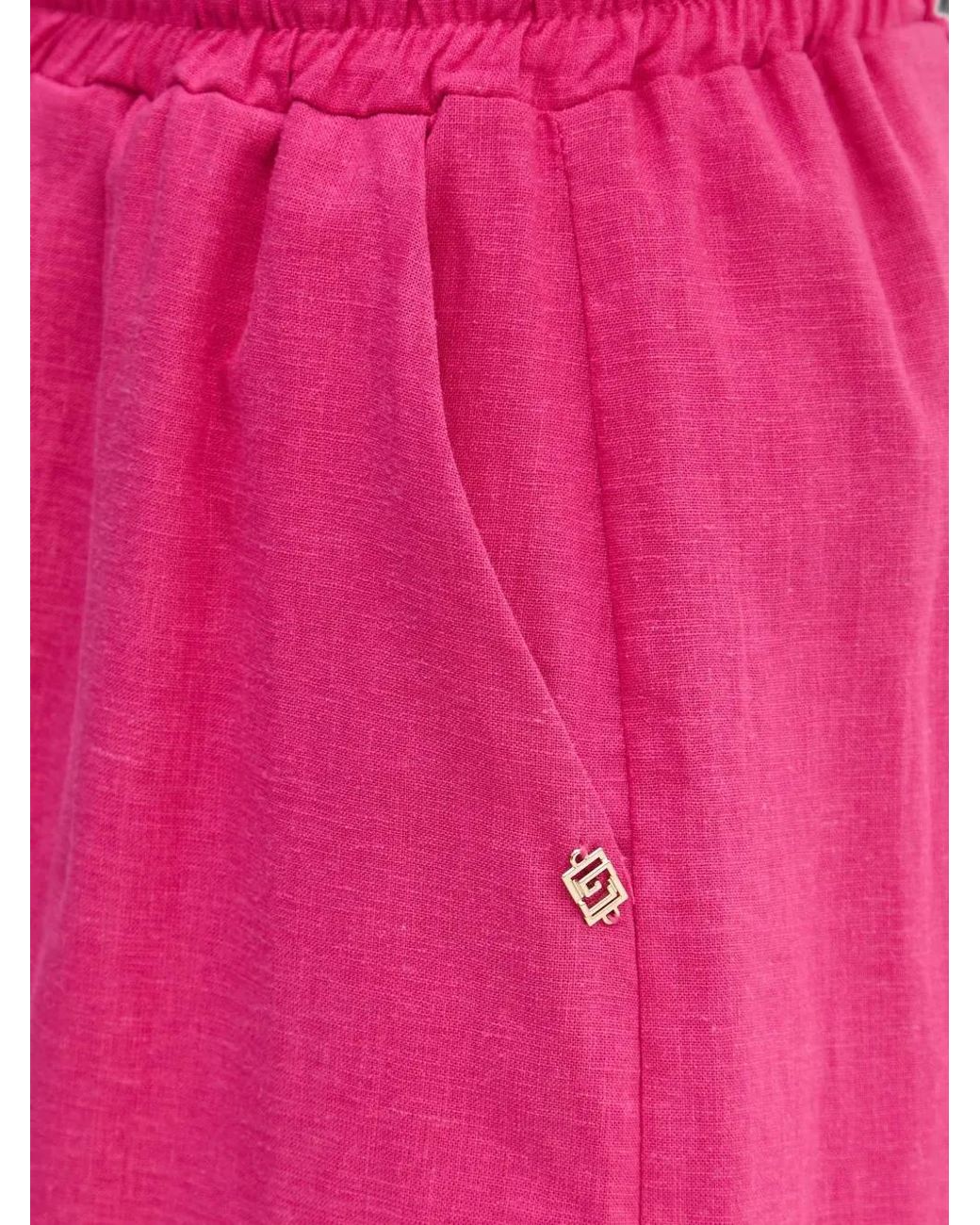 GAUDI Pink Drawstring-Waist Logo-Plaque Shorts