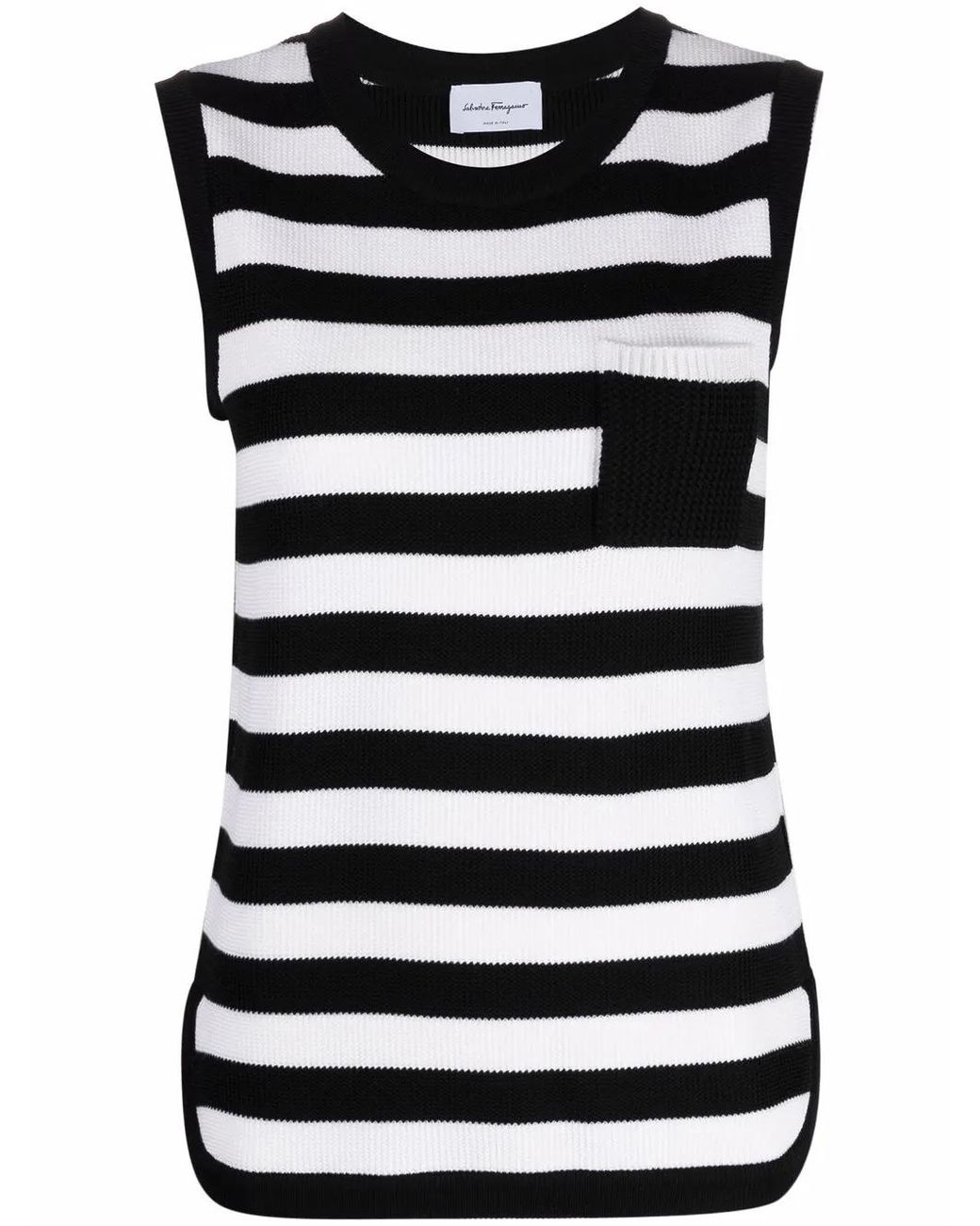 Ferragamo Black Stripe-Pattern Virgin-Wool Vest