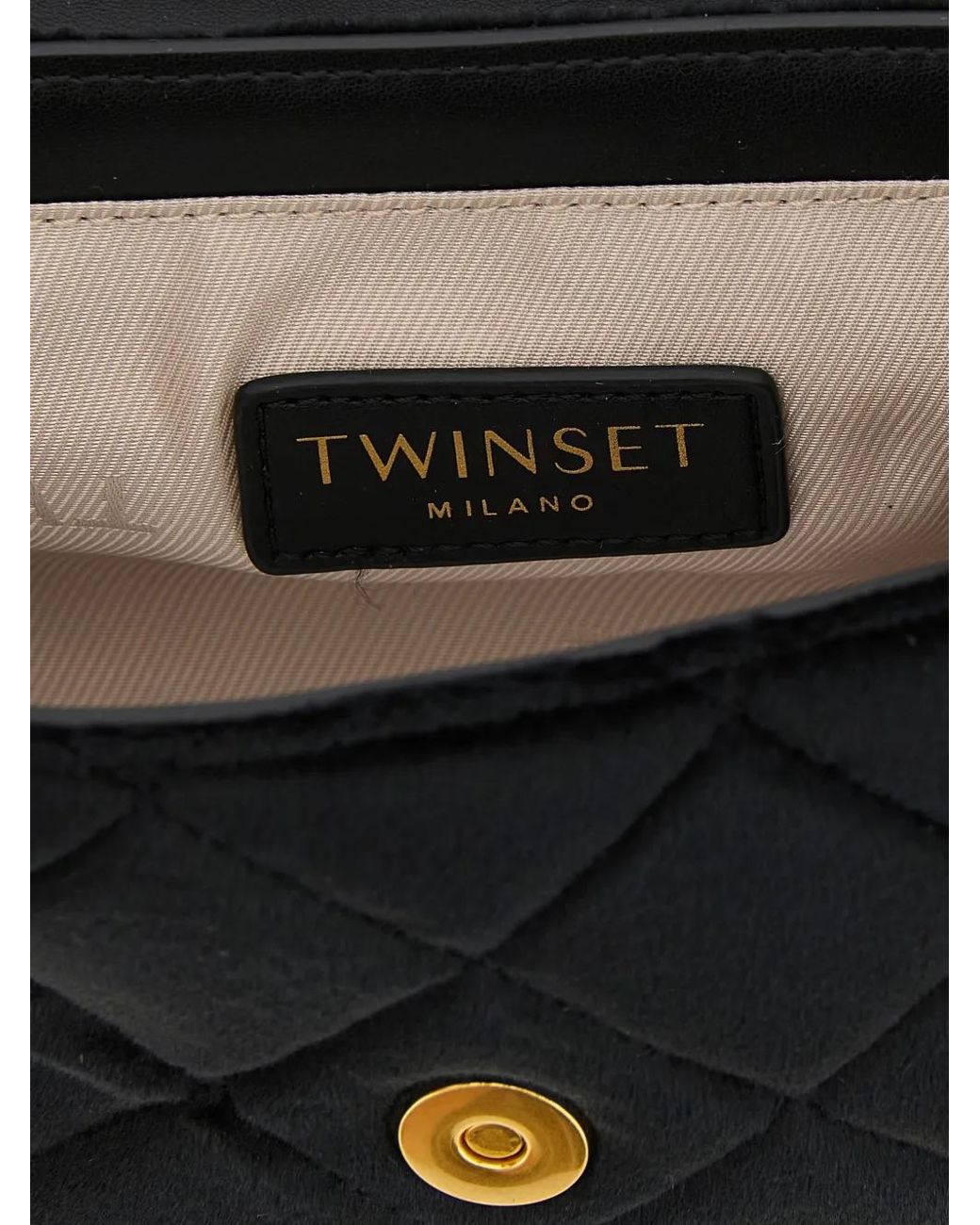 Twinset White Quilted Velvet Shoulder Bag
