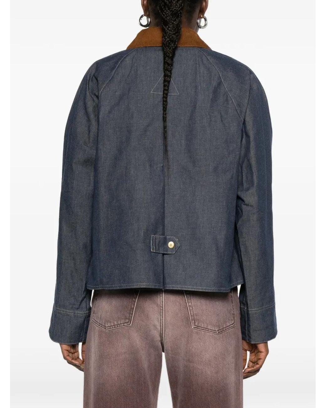 Barbour Blue Freckleton Contrast-Collar Zip-Fastening Jacket