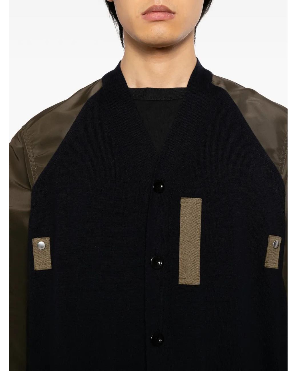 Sacai Geknöpfte Jacke Mit Einsätzen in Black für Herren