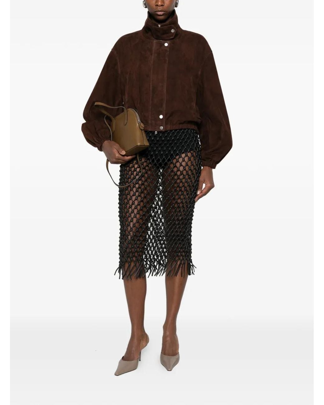 Nour Hammour Brown Pia Suede Jacket