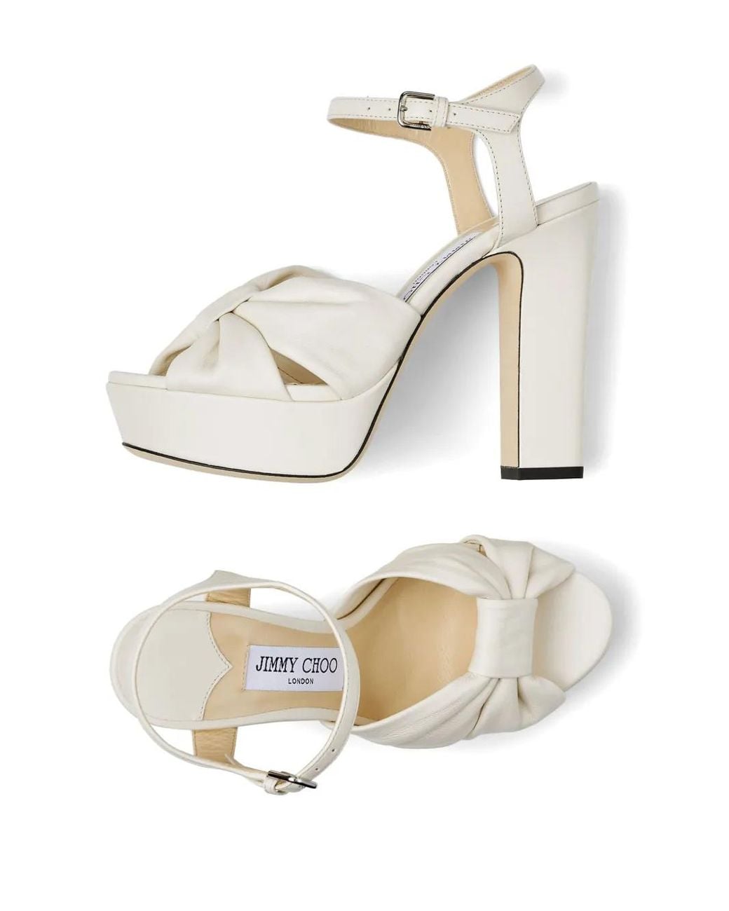 Jimmy Choo White Heloise 120 Leather Sandals