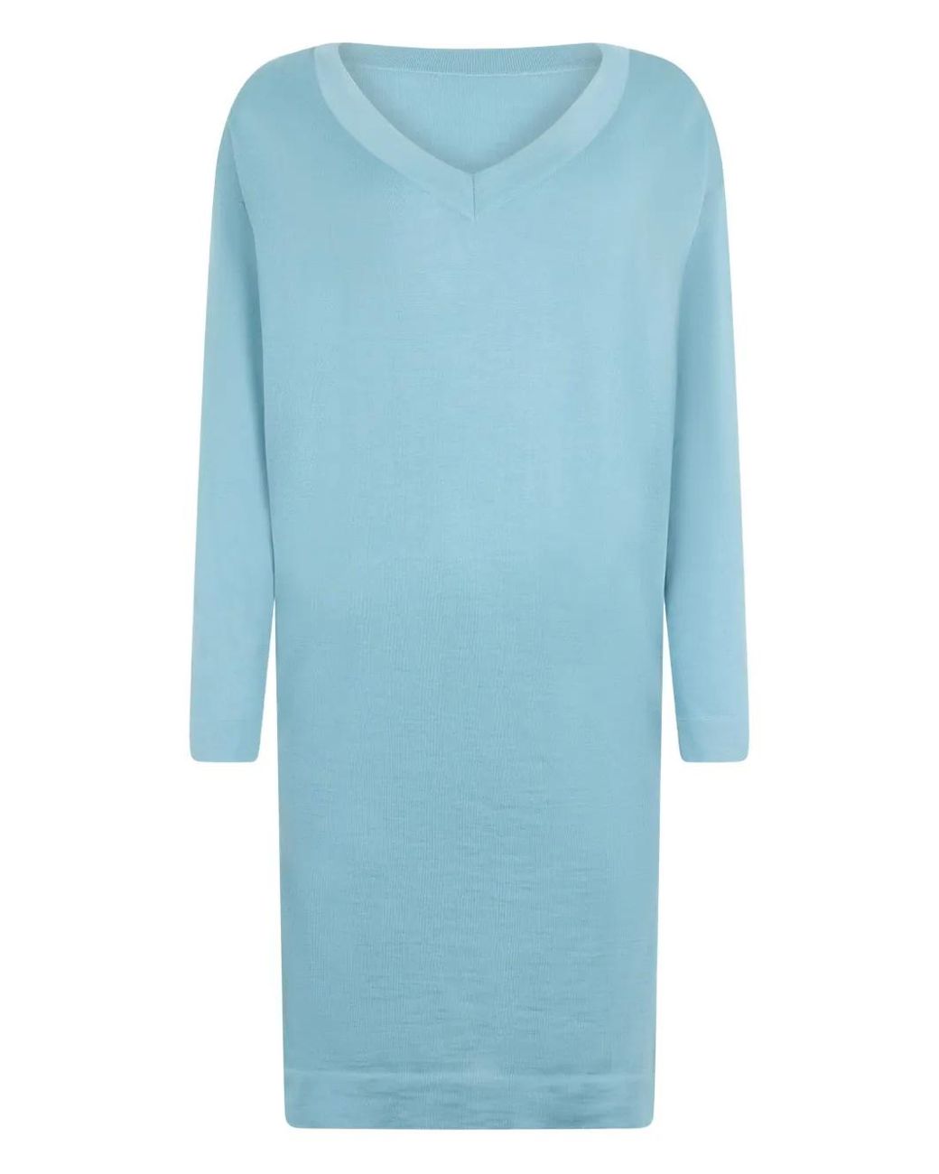 Malo Blue V-Neck Midi Dress