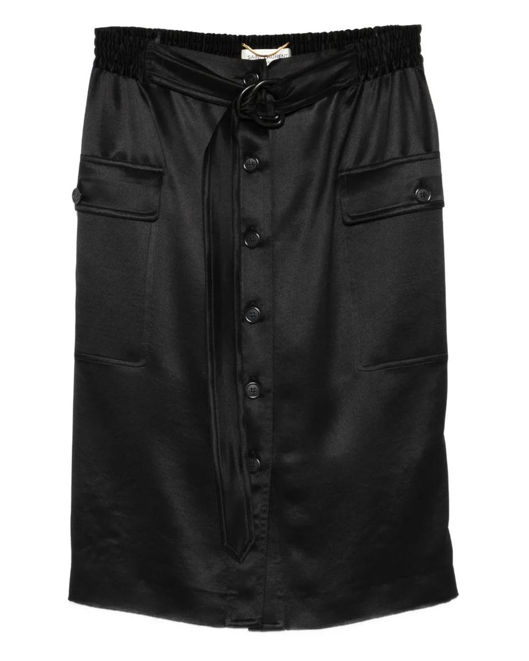 Saint Laurent Black Buttoned Belted Mini Skirt
