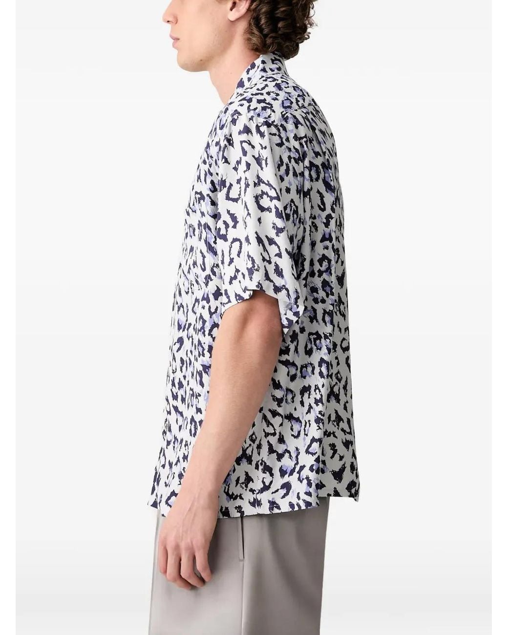 Wacko Maria Blue Leopard-Print Shirt for men