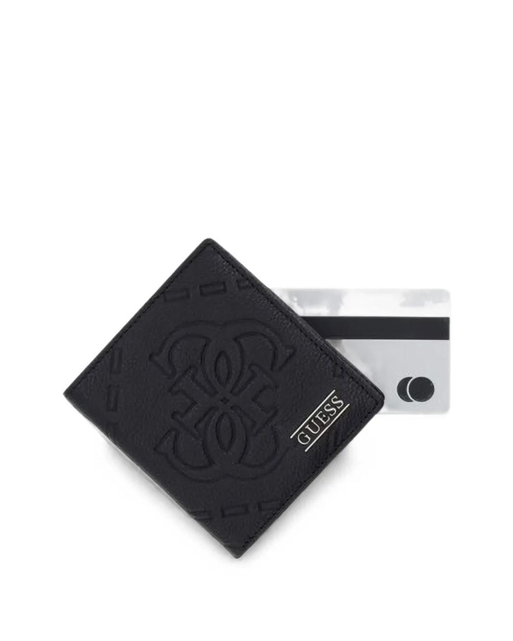 Guess Black Boston Logo-Embossed Bifold Wallet for men