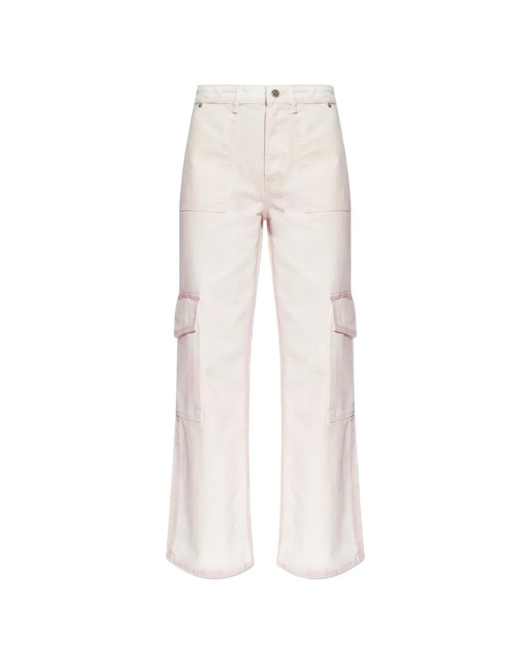 Ganni White Pantalon À Poches Cargo