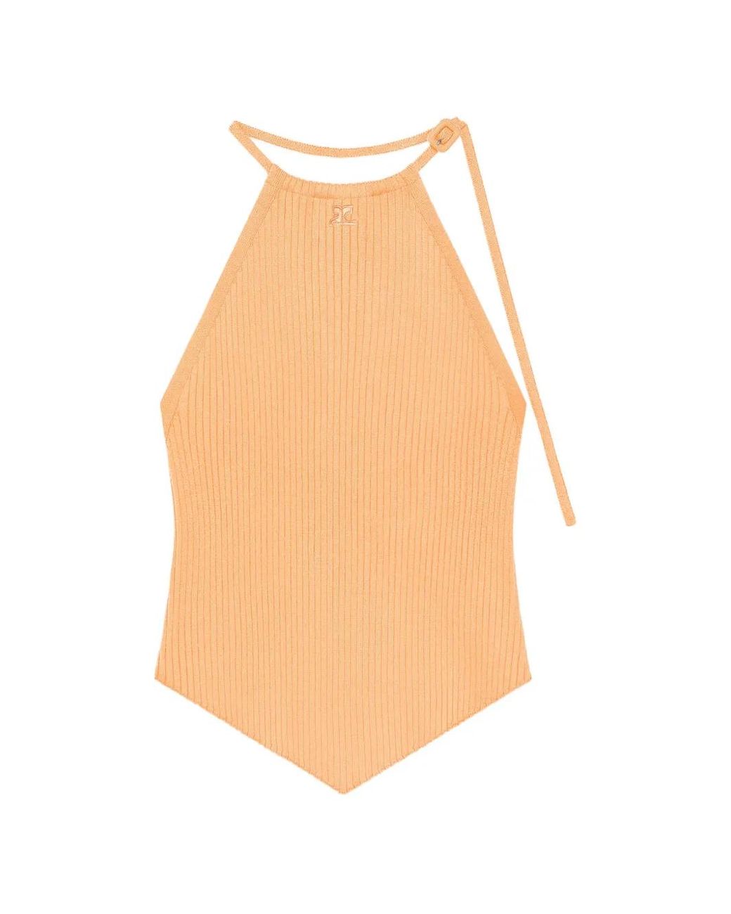 Courreges White Pointy Ribbed Knit Top
