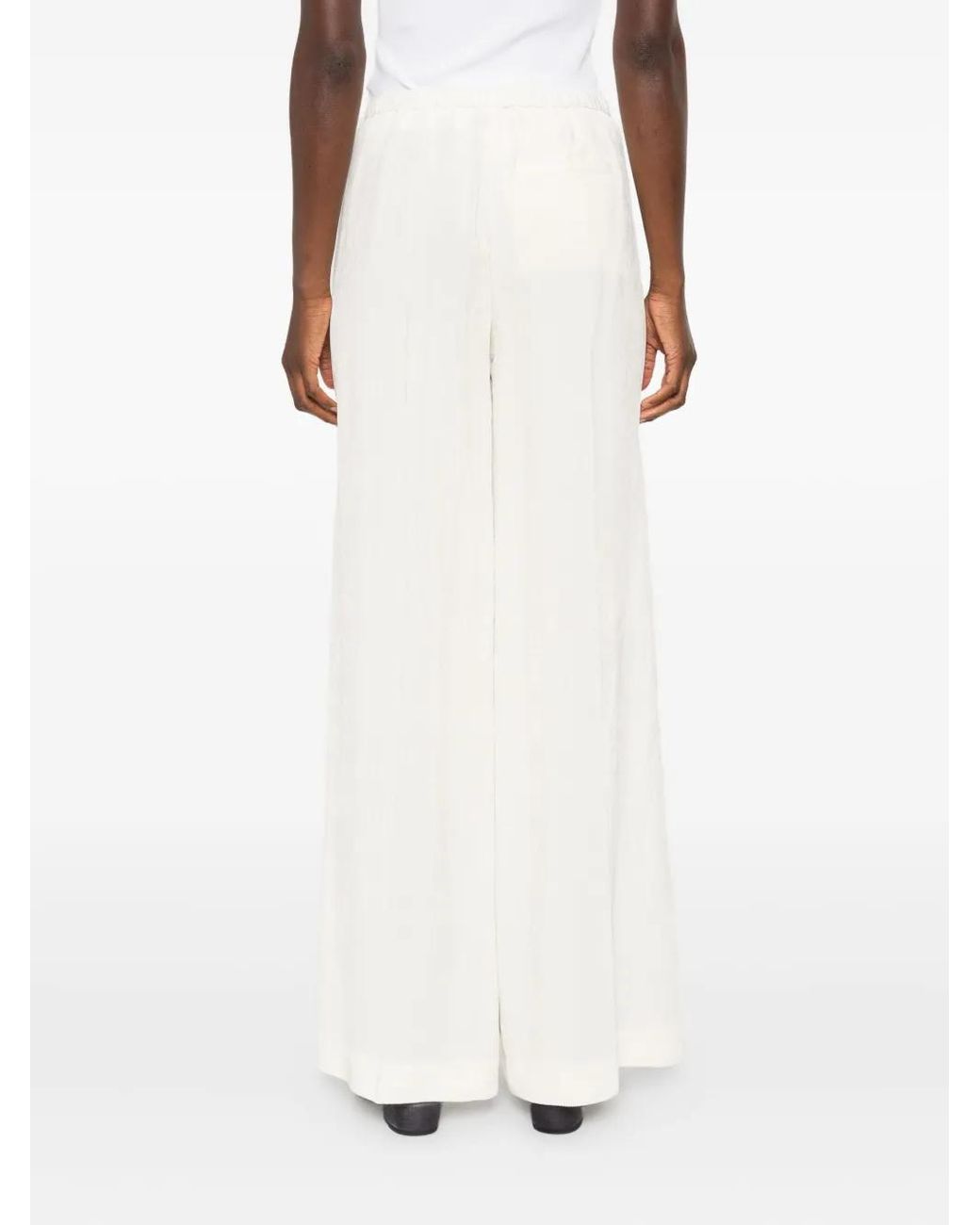 Forte_forte White Pleated Wide-Leg Trousers