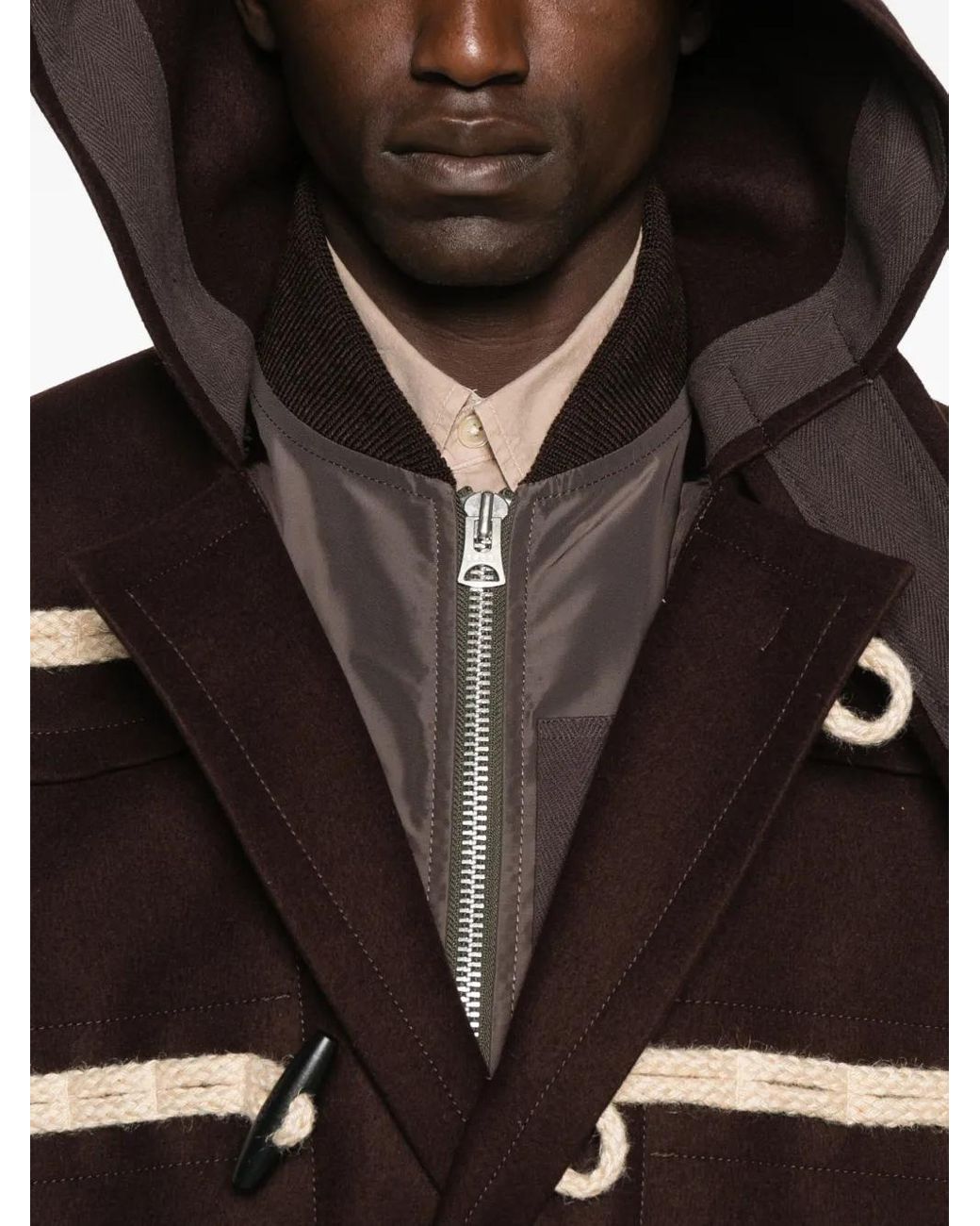 Sacai Black Hooded Toggle Jacket for men