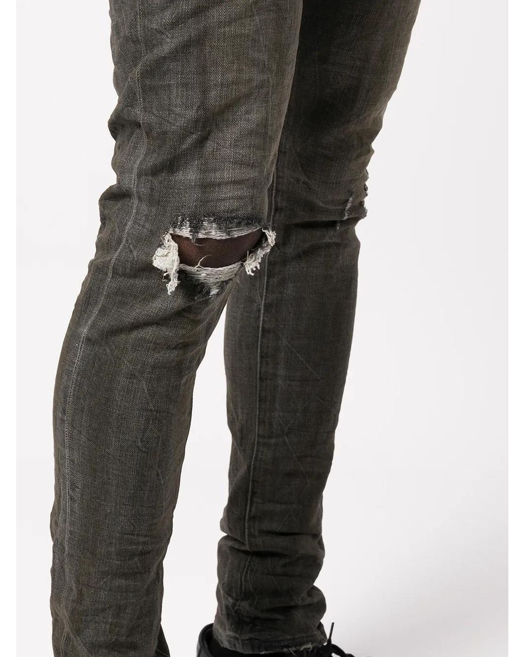 Purple Brand Gray P001 Ripped Skinny Jeans for men
