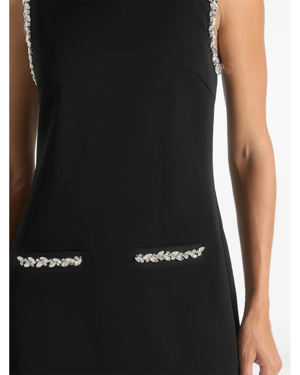 Manière De Voir Black Cia Crystal Embellished Pocket Mini Dress