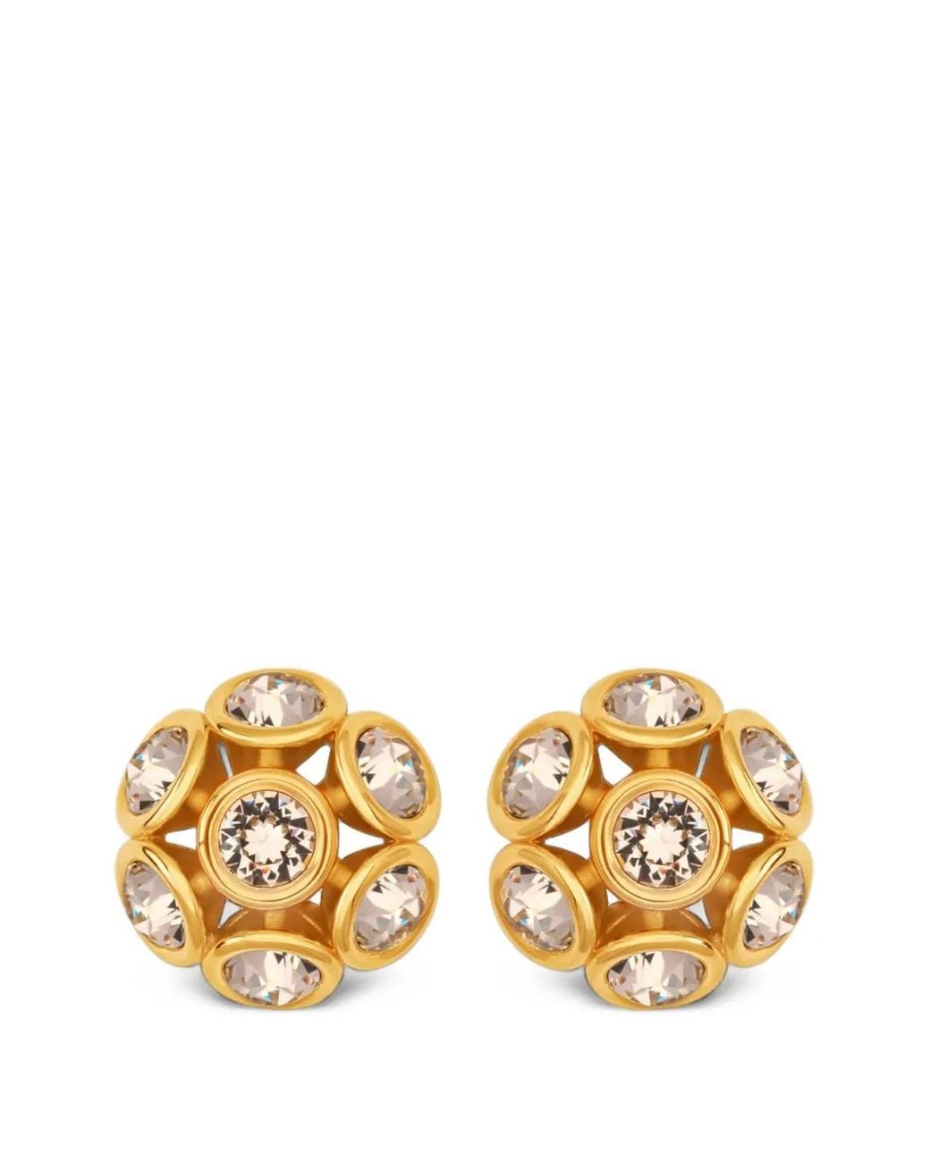 Oscar de la Renta Metallic Mini Crystal-Cluster Earrings