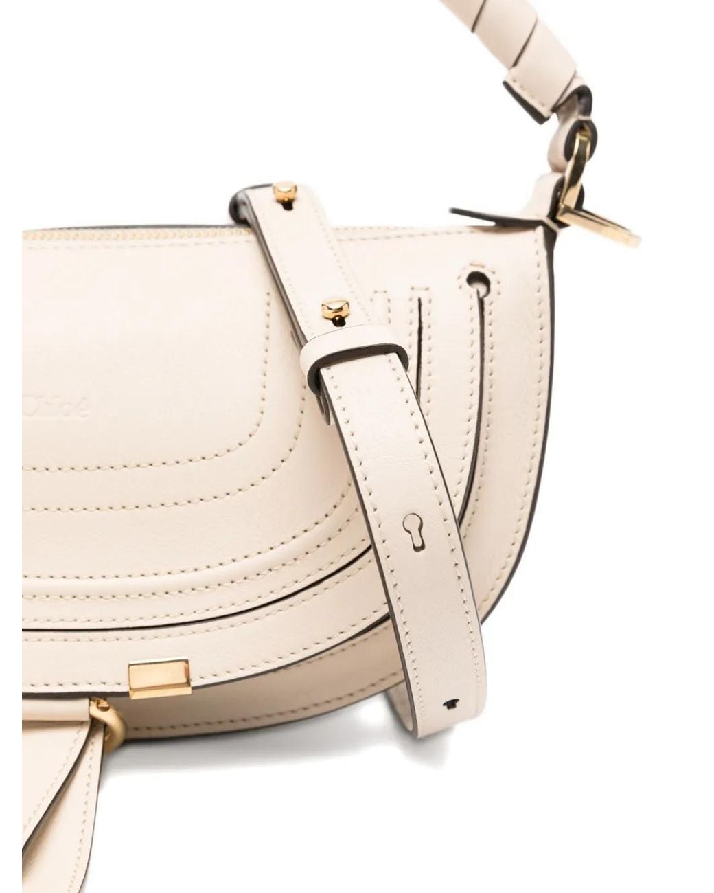Chloé Natural Mini Marcie Stitched Tote Bag