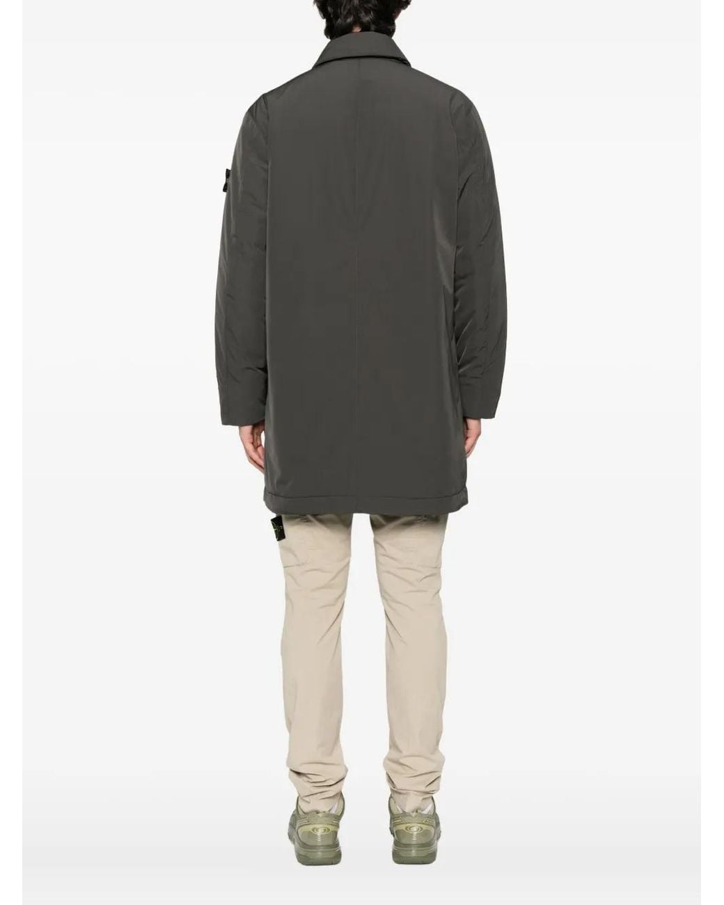 Stone Island Gray Coat With Buttons for men