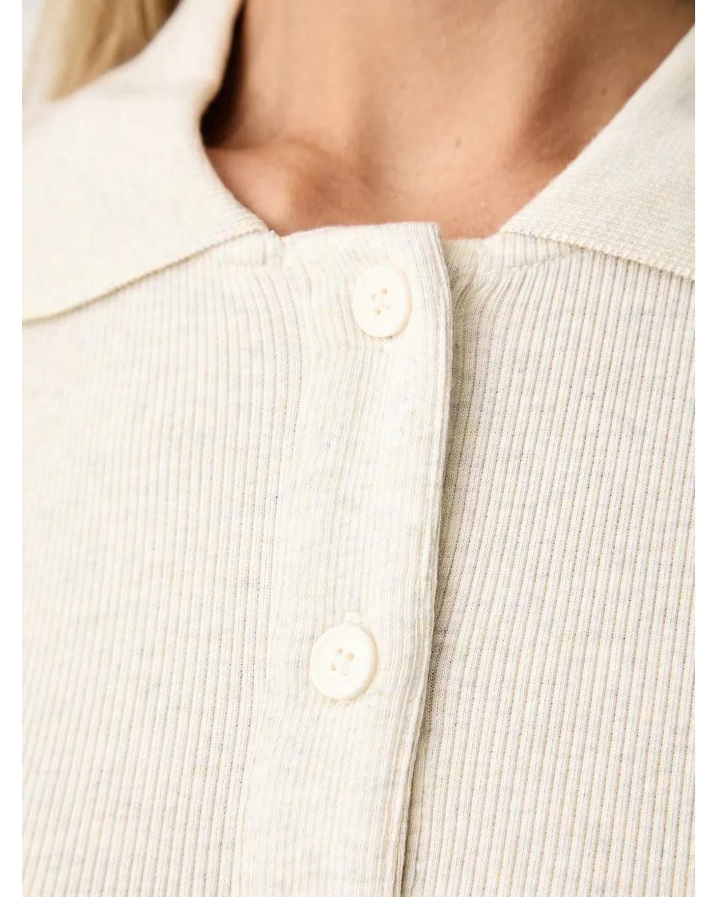 Marc O' Polo White Ribbed-Knit Long-Sleeve Shirt