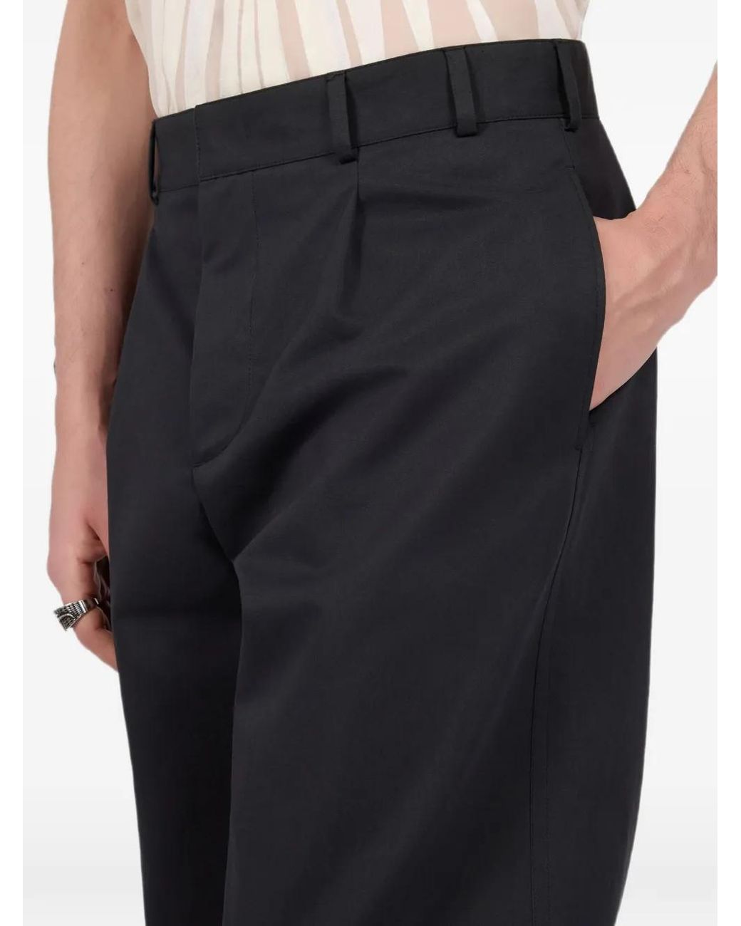 Roberto Cavalli Blue Pleated-Design Trousers for men