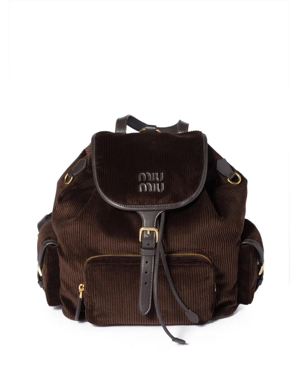 Miu Miu Brown Corduroy Backpack