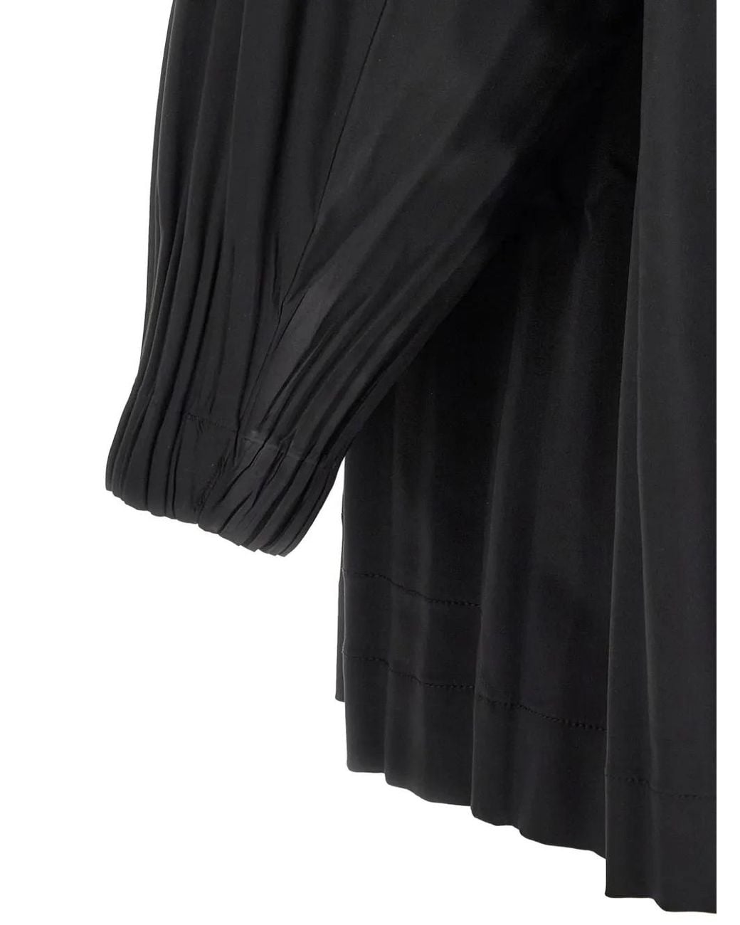 Pleats Please Issey Miyake Black Smooth A-Line Coat