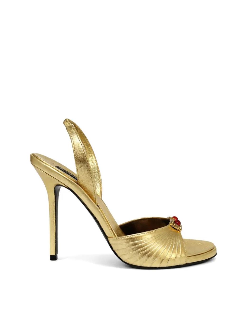 Roberto Cavalli Metallic Sandales Froncées À Ornements En Pierres