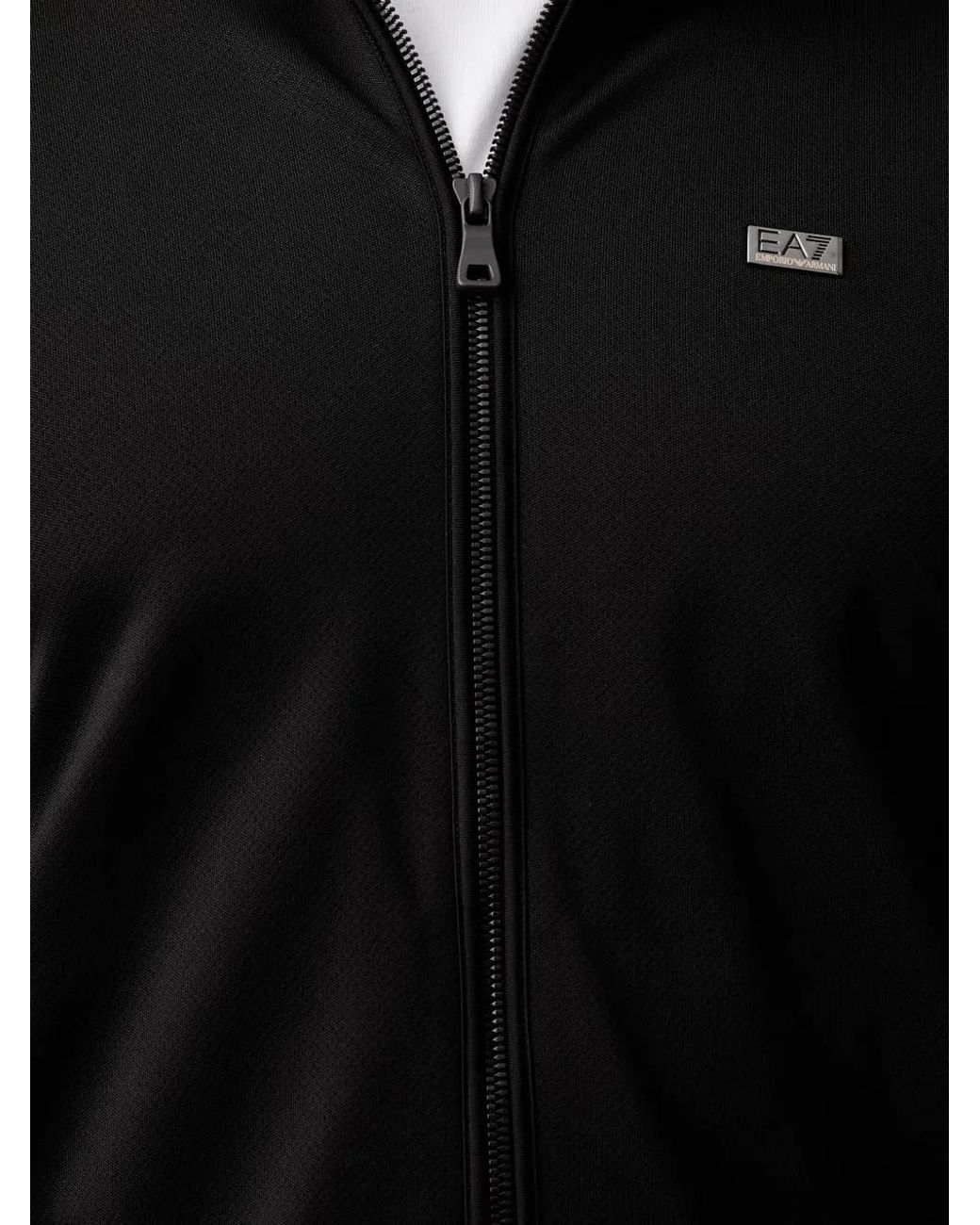 EA7 Black Logo-Plaque Zip-Up Sweater for men
