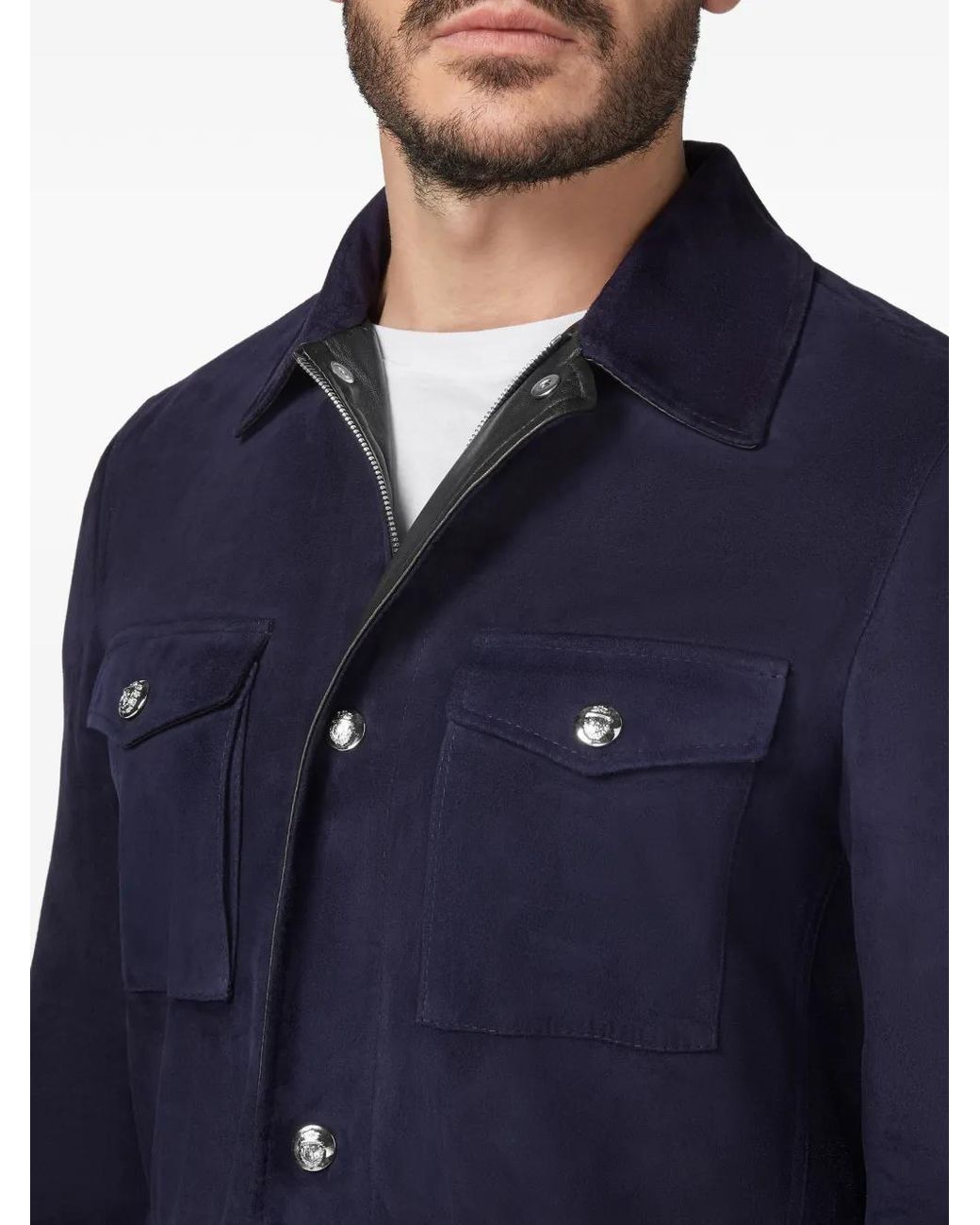 Billionaire Blue Veste En Daim À Boutonnière for men
