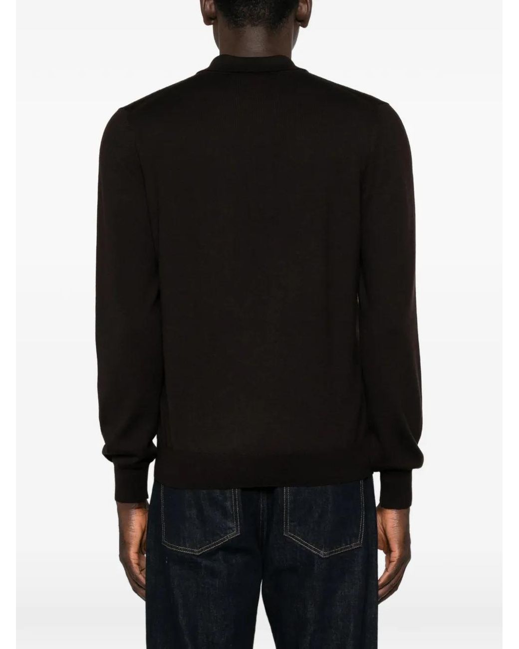 Gran Sasso Black Zip-Neck Fine-Knit Sweater for men