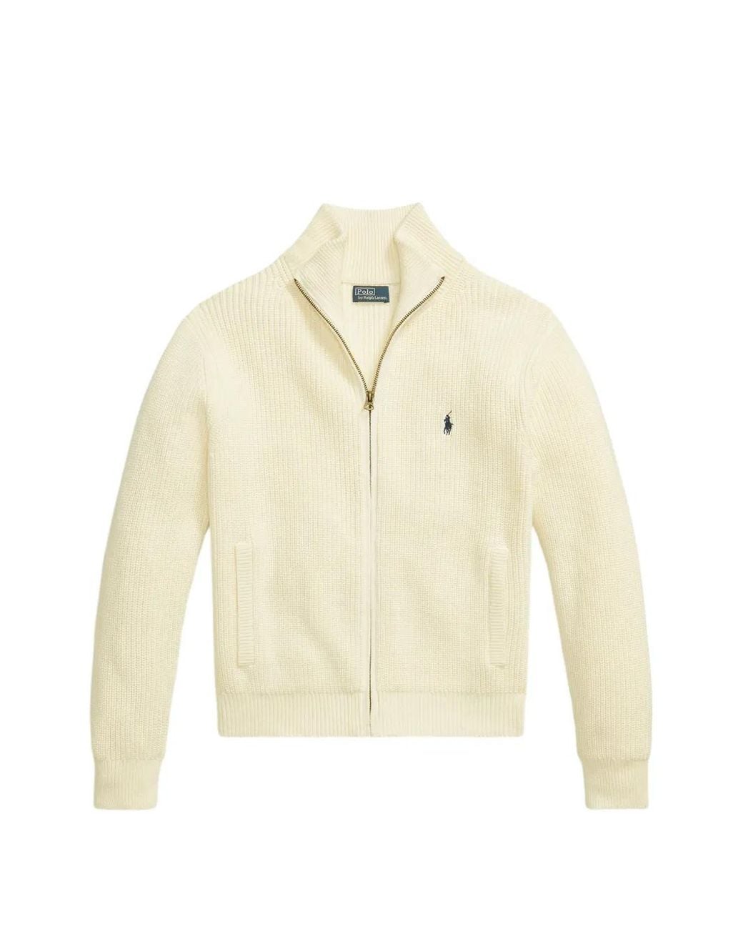 Polo Ralph Lauren White Ribbed-Knit Cardigan