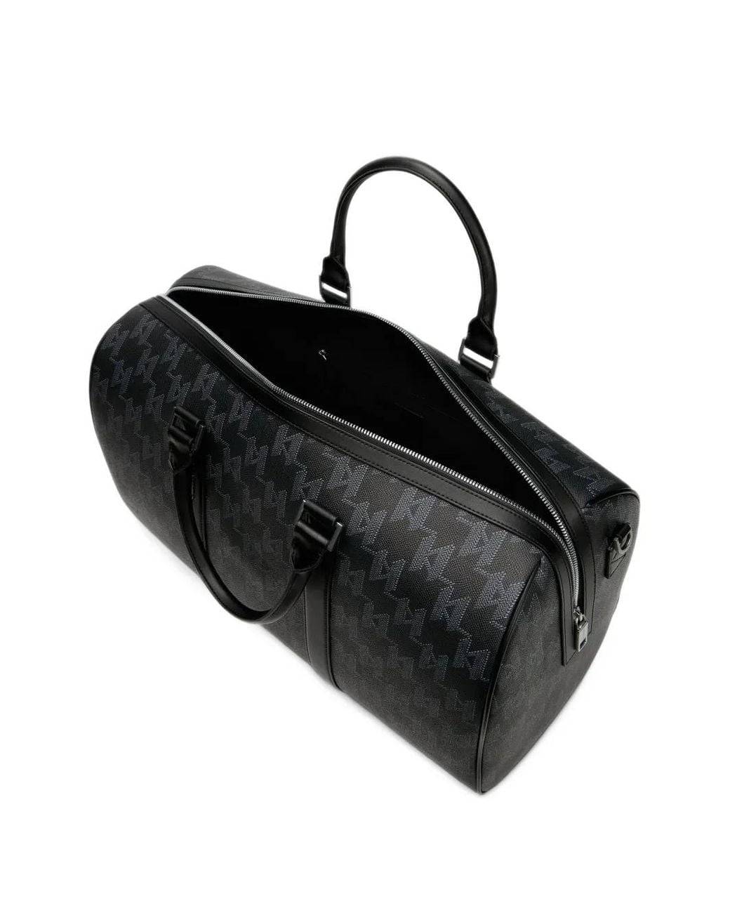 Karl Lagerfeld Black Monogram-Canvas Weekender Bag for men