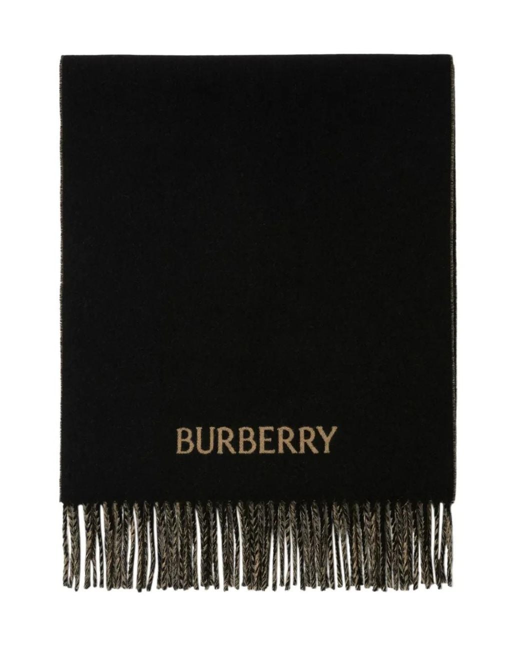 Burberry Black Ekd Two-Tone Cashmere Scarf