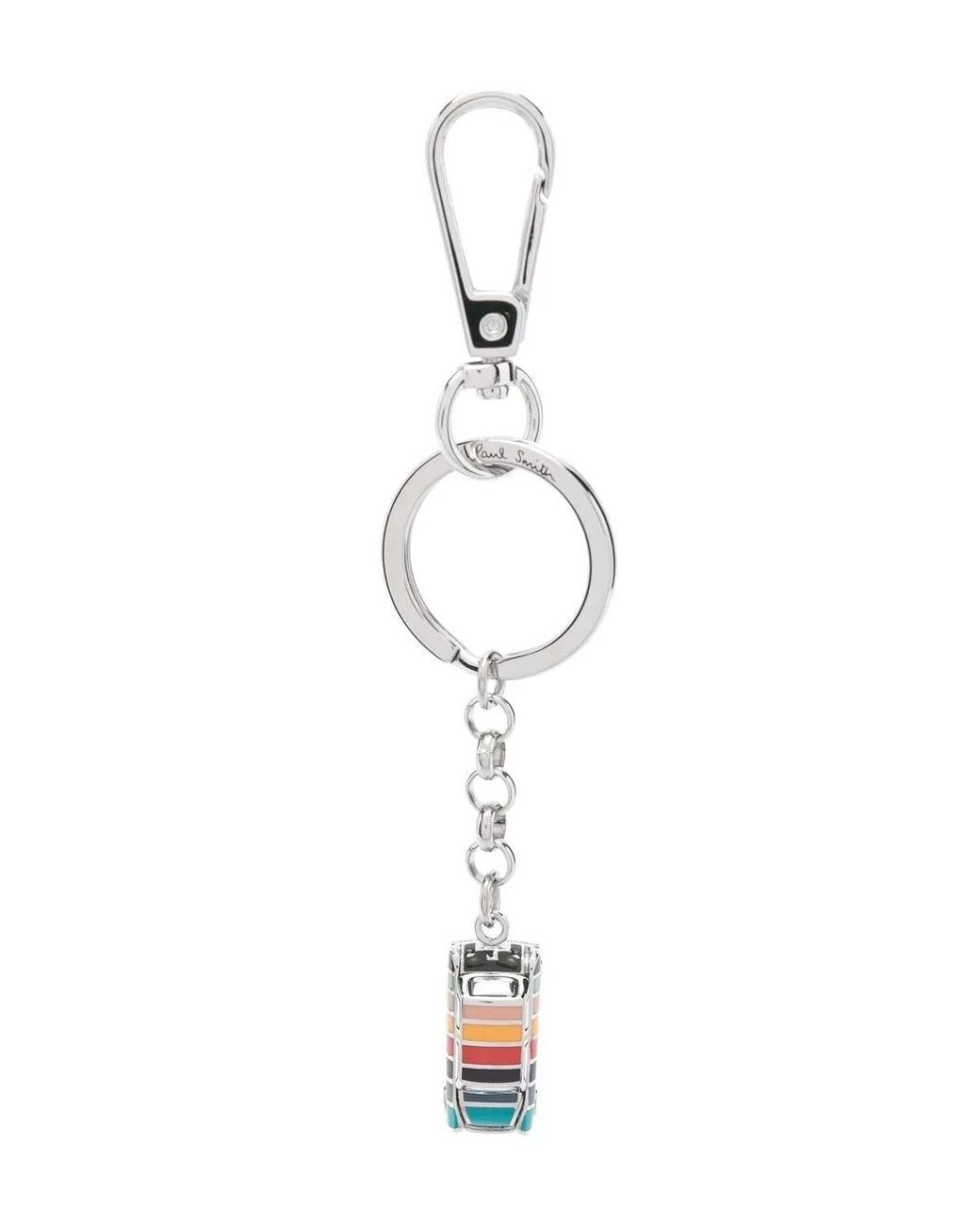Paul Smith White Artist Stripe 'Mini' Keyring for men