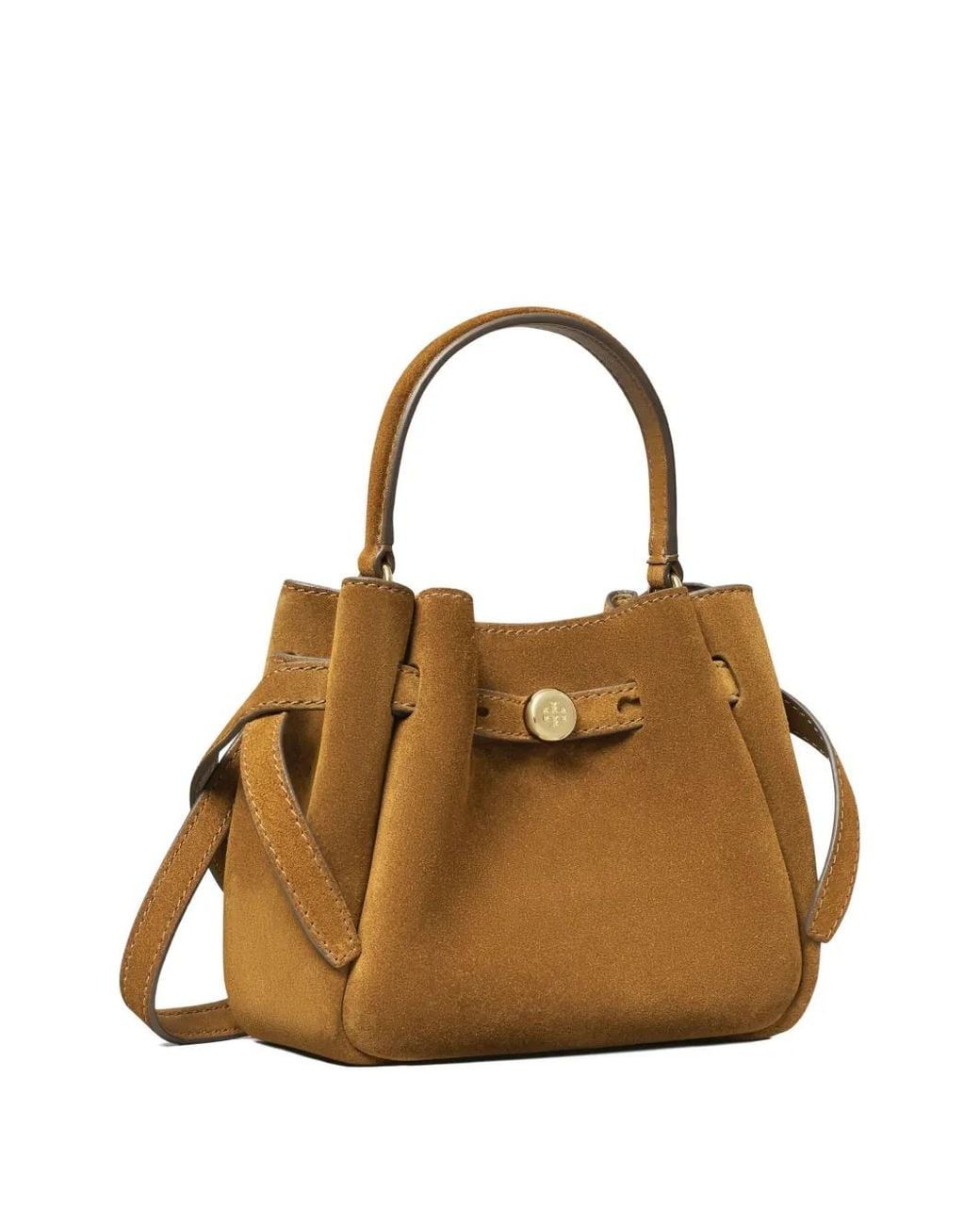 Tory Burch Brown Mini Romy Suede Bucket Bag