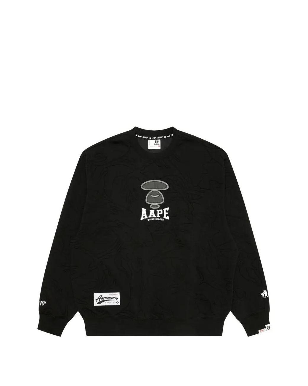 Aape By A Bathing Ape Black Moonface Logo Camo-Print Sweatshirt for men