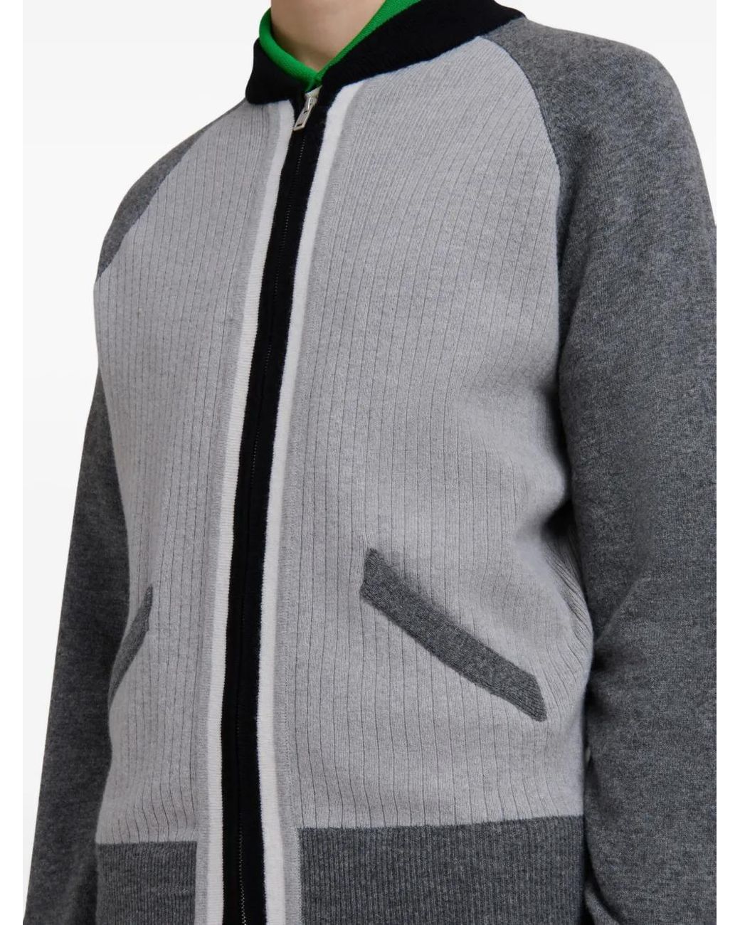 Marni Gray Ribbed-Panel Zip-Up Sweatshirt for men