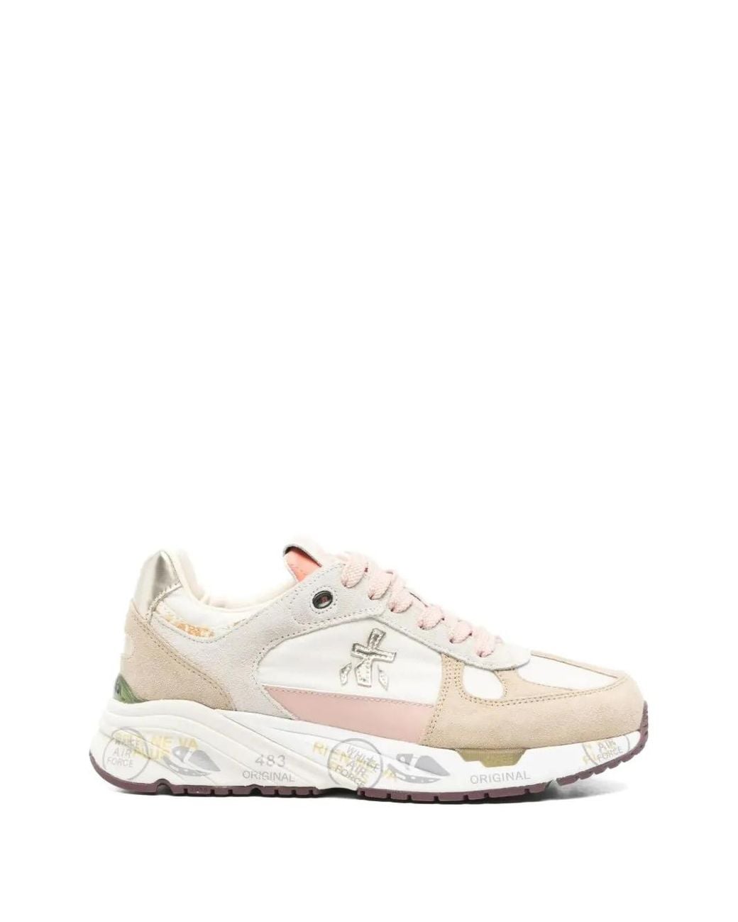 Premiata White Mased Logo Sneakers