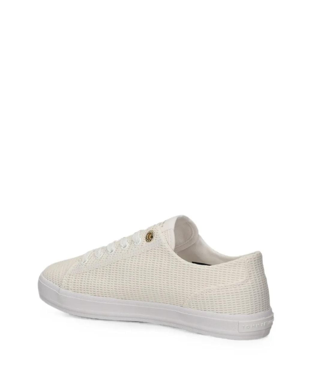 Tommy Hilfiger White Logo-Plaque Mesh Sneakers