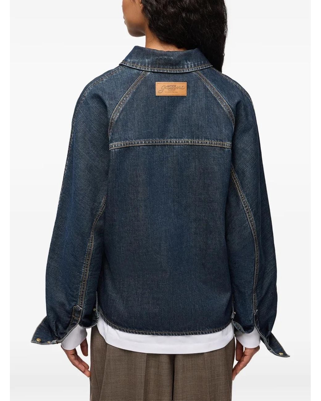 Ganni Blue Textured-Denim Jacket