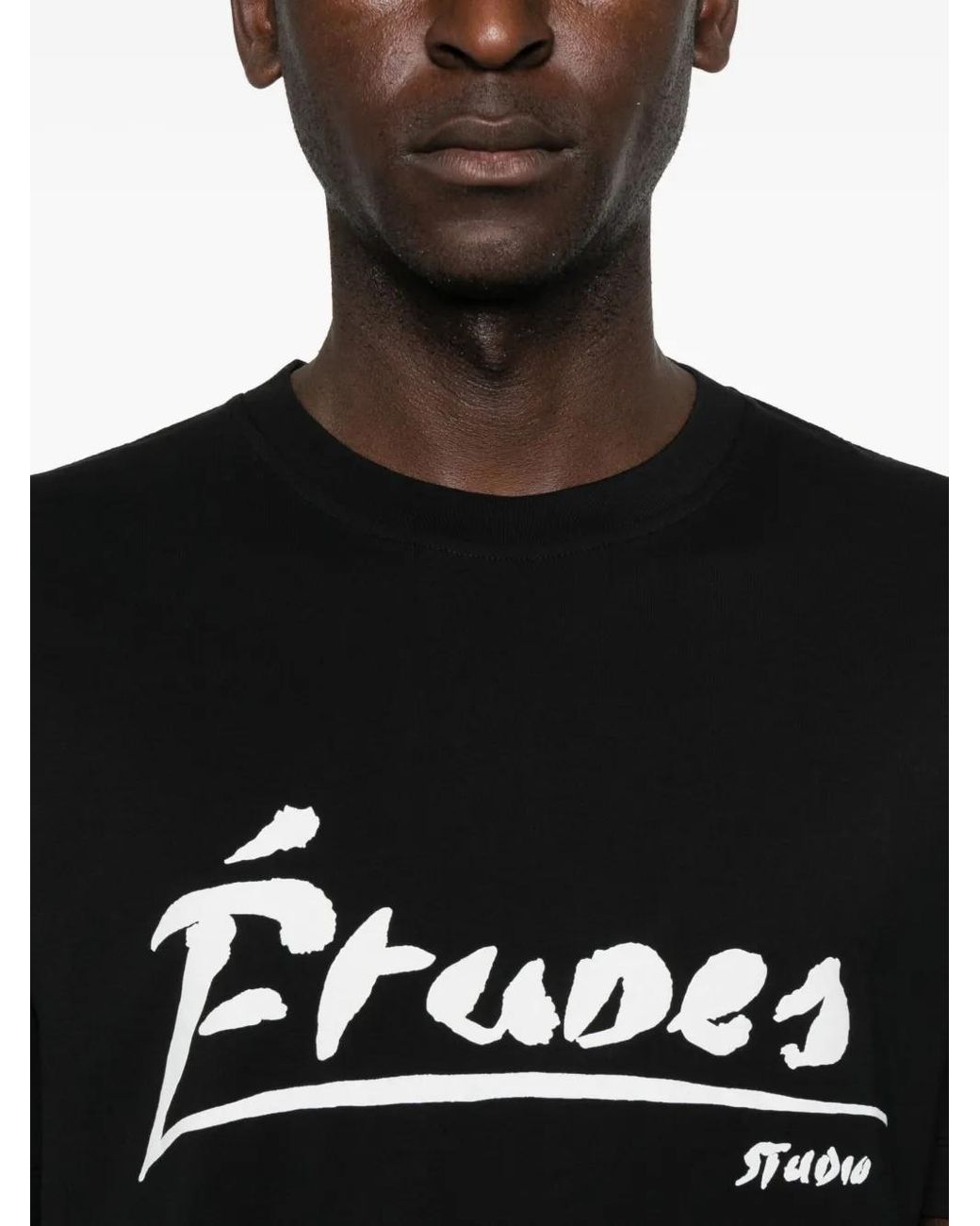 Etudes Studio Black Logo-Print Organic Cotton T-Shirt for men