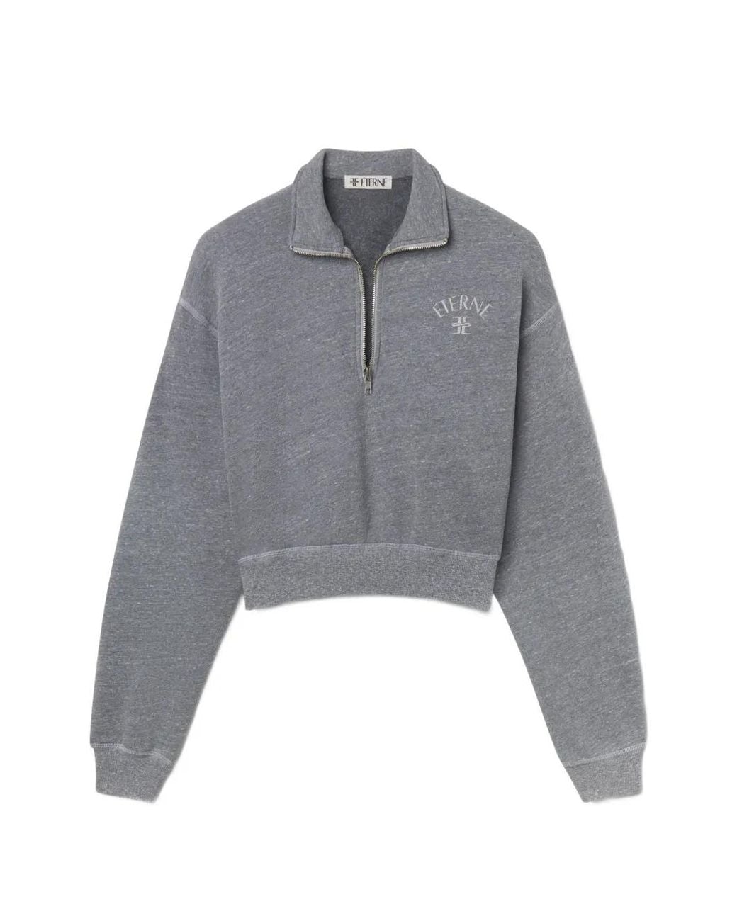 ÉTERNE Gray Sweat Crop À Col Zippé